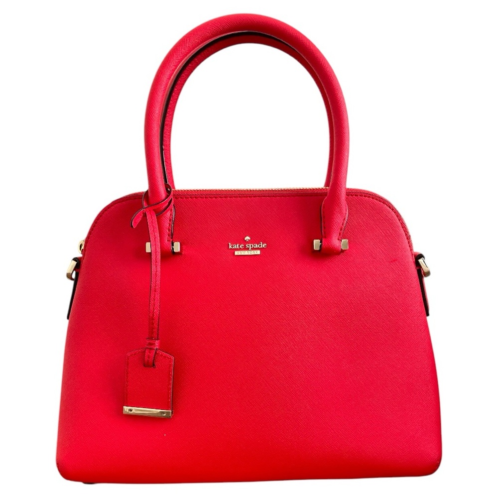 kate spade Red Dome Satchel with Gold Hardware
